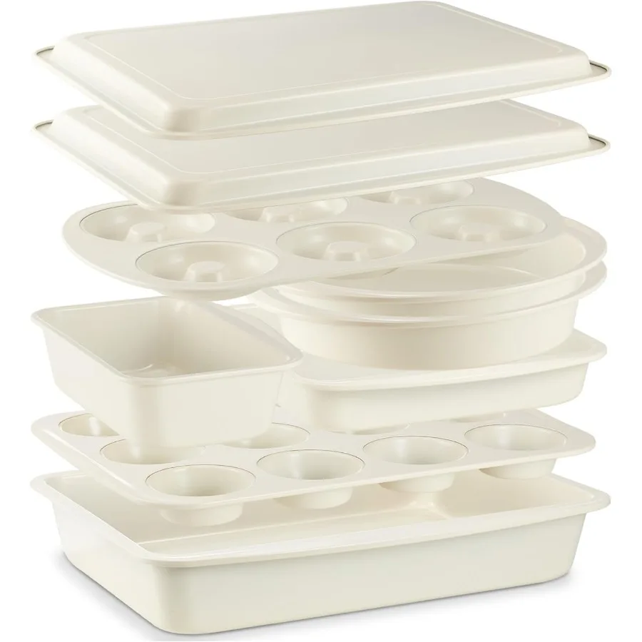 

BRONYPRO Керамический штабелируемый набор форм для выпечки из 9 предметов с антипригарным покрытием и инновационными эргономичными ручками. Эксклюзивный пончик.