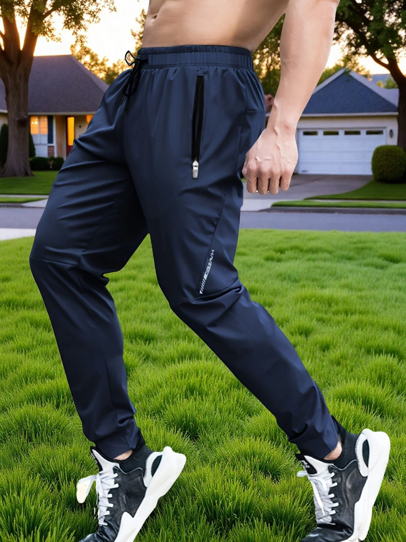 Sommerliche Outdoor-Hose aus Eisseide für Herren, dünne Freizeithose im koreanischen Stil, schnelltrocknend, elastische Beinpartie, eng anliegende Sporthose für Herren – Detail 2