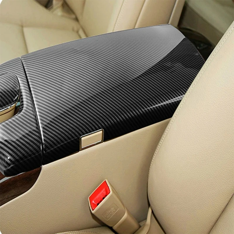 For Mercedes Benz S Class W221 2007-2012 AccessoriesCarbon fiber Car Center Console Tidying Armrest Box Panel Trim Cover Sticker