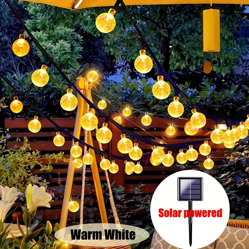 Solar Crystal Bubble Ball String Lights Christmas Tree Decoration Lights Outdoor Waterproof Solar Lights Outdoor Tent Lights