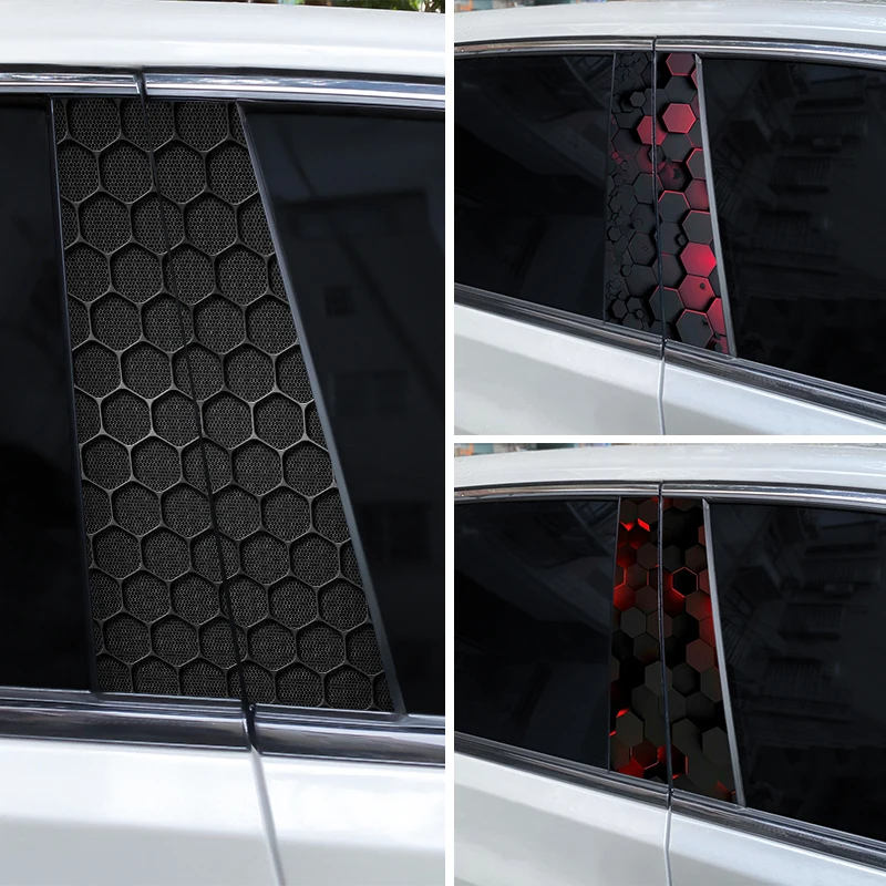 

2 шт. виниловых наклеек на автомобиль с изображением сот, водонепроницаемые, для самостоятельной установки на B-стойку или дверь автомобиля, для маскировки царапин
