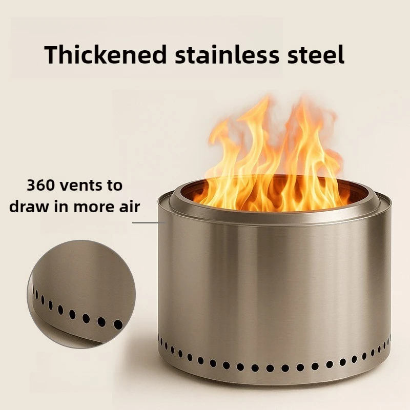 Winter Heating Firewood Stove Stainless Steel Outdoor Camping Picnic Burning Stoves Courtyard Barbecue Cooking Supplies