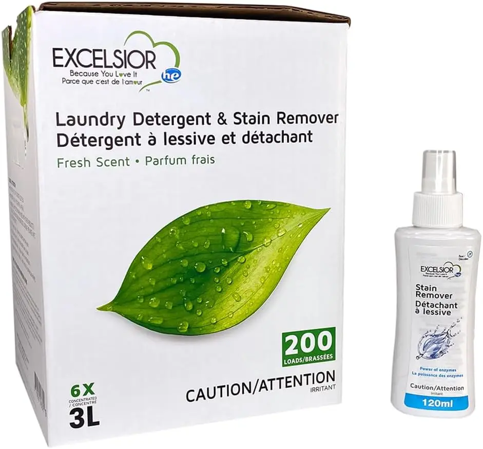

Excelsior Laundry Detergent with Stain Remover - Concentrated Liquid - Fresh Scent - Eco-Friendly, Biodegradable, Solvent, and P