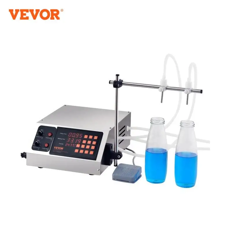 VEVOR 30-4000ml Liquid Filling Machine Double Nozzle Automatic Bottle Filler with Digital Control for Milk Water Wine Beverage