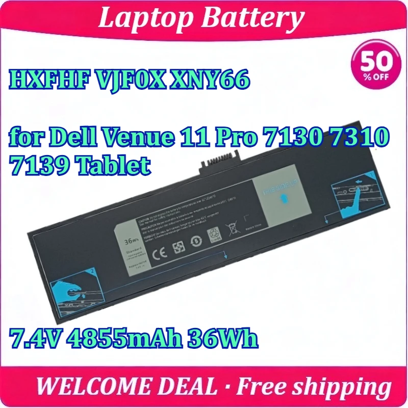 

New HXFHF VJF0X XNY66 for Dell Venue 11 Pro 7130 7310 7139 Tablet Laptop Battery 7.4V 4855mAh 36Wh High Capacity Lithium Battery