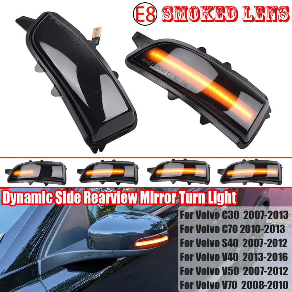 Scroll Side Wing Mirror Blinker Indicator Repeater Lamp LED Dynamic Turn Signal Light For Volvo C30 C70 S40 V40 V50 V70 S60 S80