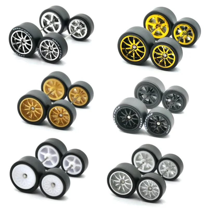 1Set 1/64 Alloy Car Staggered Front Small Rear Large Wheel 11.2mm+13mm BMS Serie Gild/Silvering/Golden/Silver For Hot Wheel