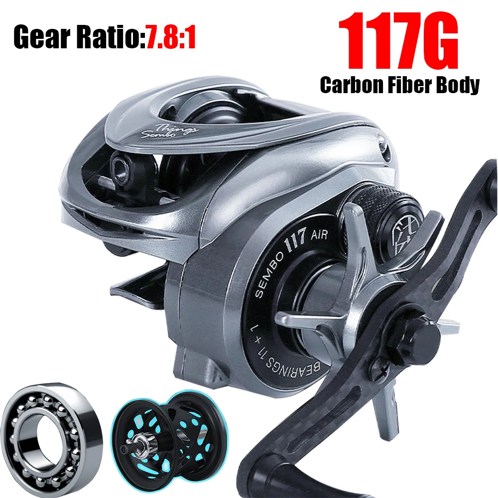 

117g Carbon Fiber Fishing Reel Ultra Light Spool Bait Finesse Baitcasting Reel Micro Monster 7.8:1 5kg Shallow Spool Light Coil