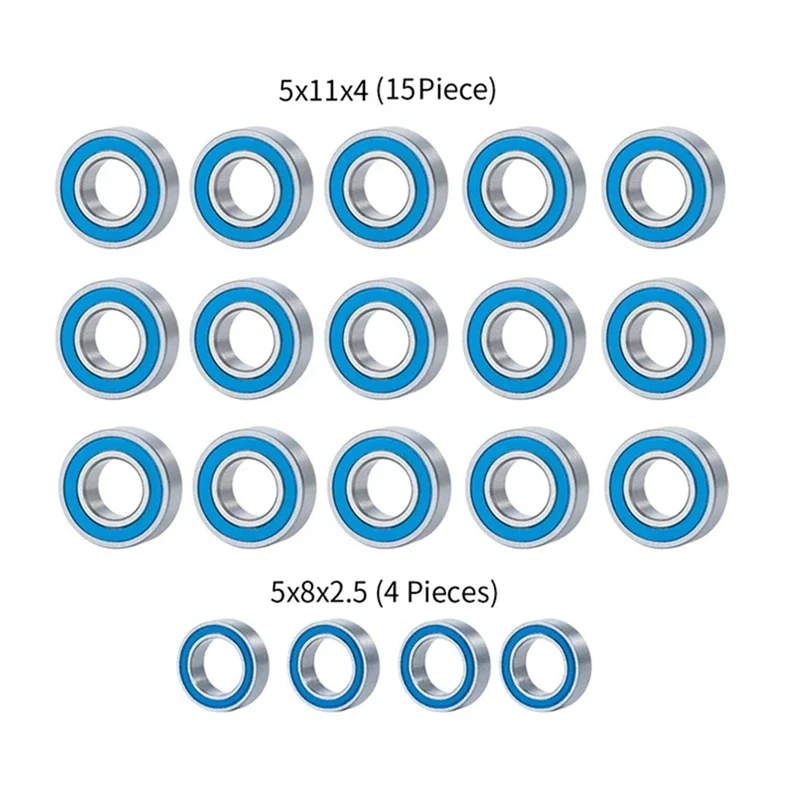 19 Pcs Complete Bearing Kit For Traxxas Slash Stampede Rustler Bandit 2WD 1/10 RC Car Spare Parts Upgrade Accessories