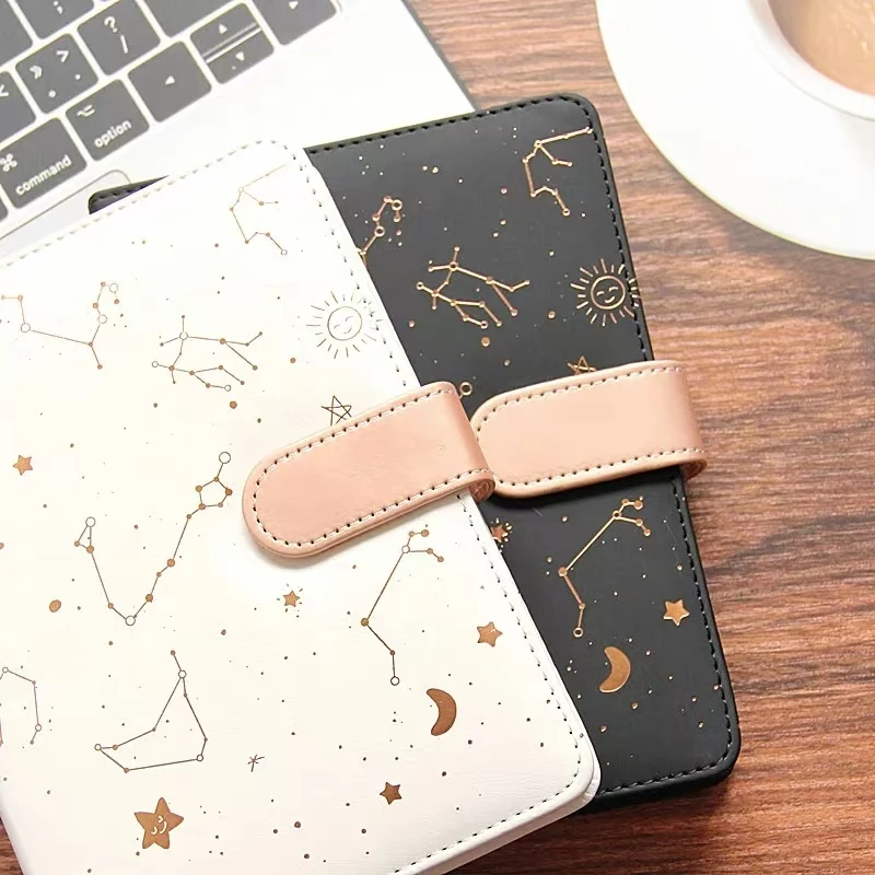 Constellation Cover Agenda Planner Notebook Undated Starry Sky A6 Soft PU Leather Small Diary Full Year Undated Daily&Monthly