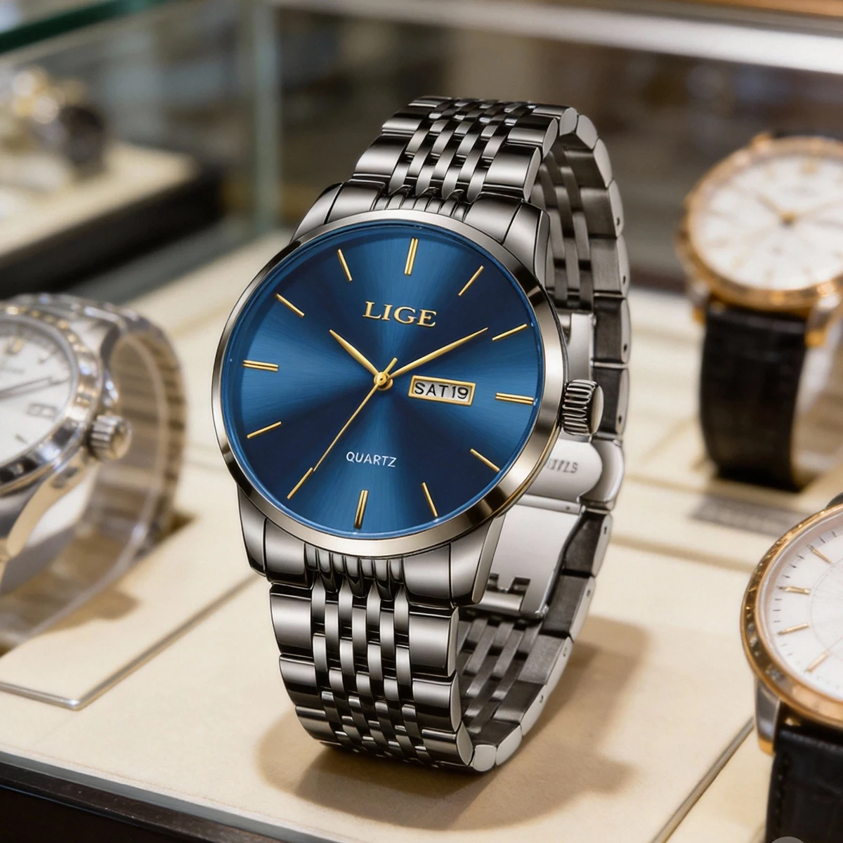 

Мужские наручные часы LIGE, премиум-класса, водонепроницаемые, с подсветкой и указателем даты, из нержавеющей стали, кварцевые.