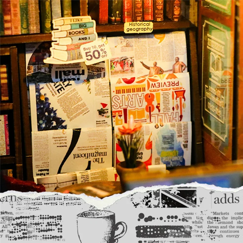 DIY книжный уголок, комплект 3D деревянная головоломка, вставка для книжной полки, декор, сделай сам, мини-модель кукольного домика, вставка для книжной полки, подставка для книг, здание