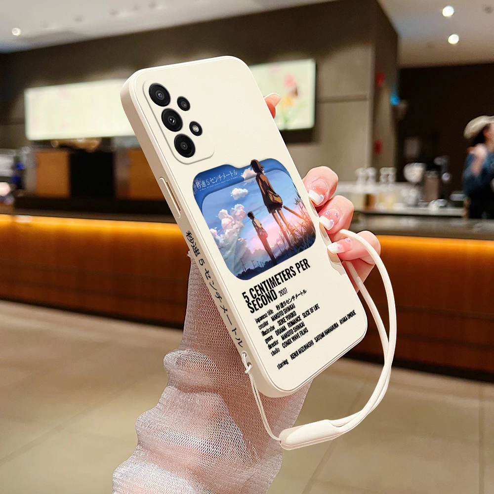 5 Centimeters per Second Phone Case For VIVO Y20 Y30 Y50 Y33T Y12S Y15 Y17 Y19 Y21 V23 V23E S9 X90 Pro 5G Cover With Hand Strap