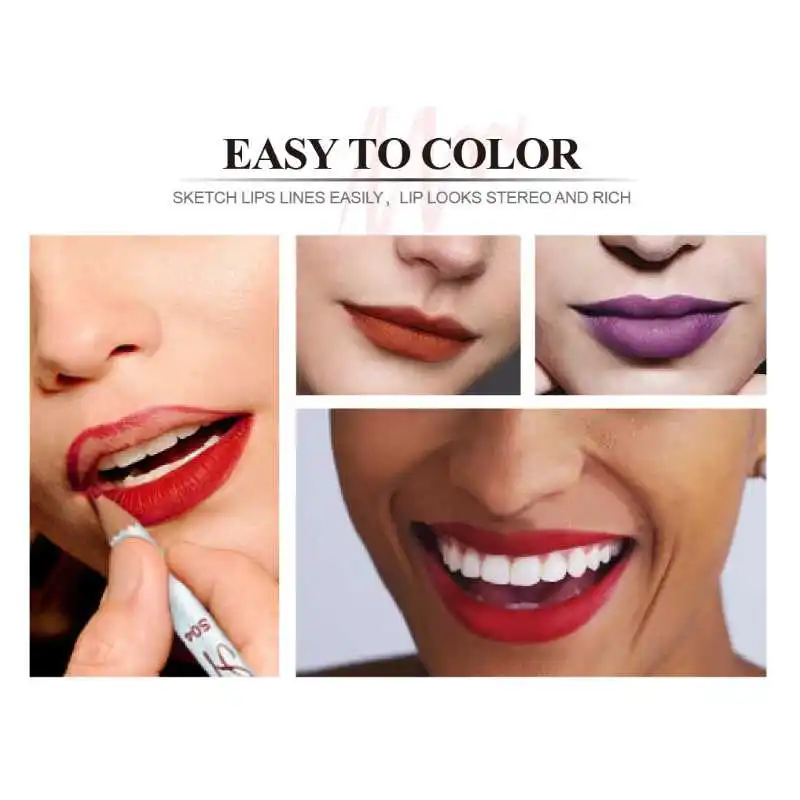 1PC Nude Velvet Matte Lipstick Długotrwała wodoodporna, nieprzywierająca pomadka do ust Cup Lip Glaze Lips Liner Pencil Woman Cosmetics