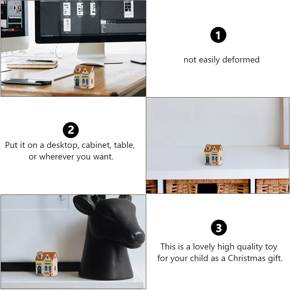 4 قطعة ديكور مصغر من الراتنج مشرق الترفيه كوخ شكل سطح المكتب خزانة الجدول زخرفة للمنزل غرفة المعيشة غرفة نوم سيارة الطرف