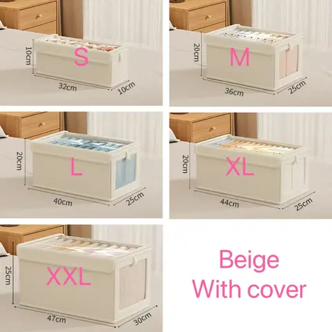 Foldable Clothes Storage Box with Transparent Window, Oxford Cloth, Household, Dustproof, 1Pc