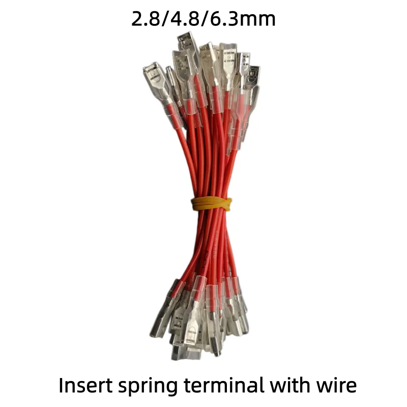 10PCS Double Ended Terminal Block with Wire End 2.8 4.8 6.3mm Spring Sleeve Cold Pressed Terminal Connection Wire