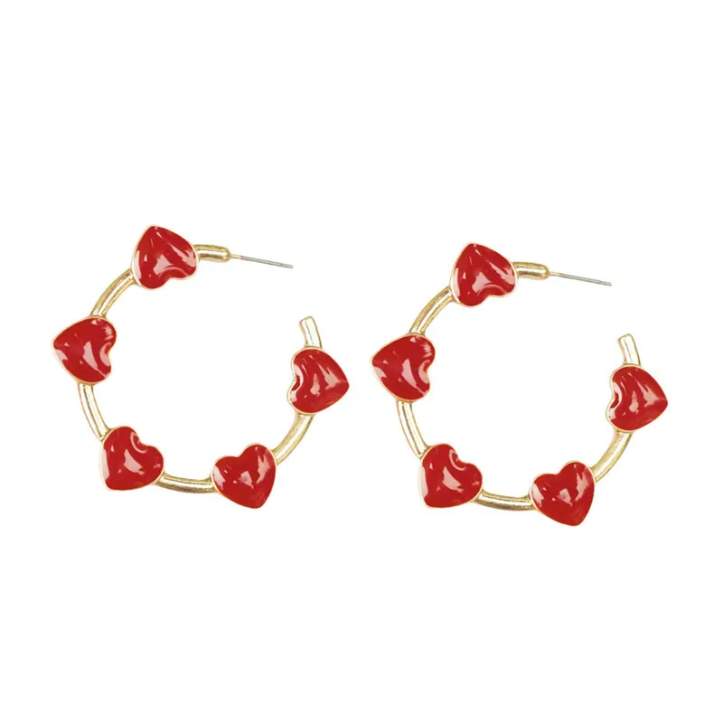 

Ovxxons 1 Pair Temperament Love Niche New Compound Dripping Oil Simple Atmospheric Studs Summer Popular Earrings