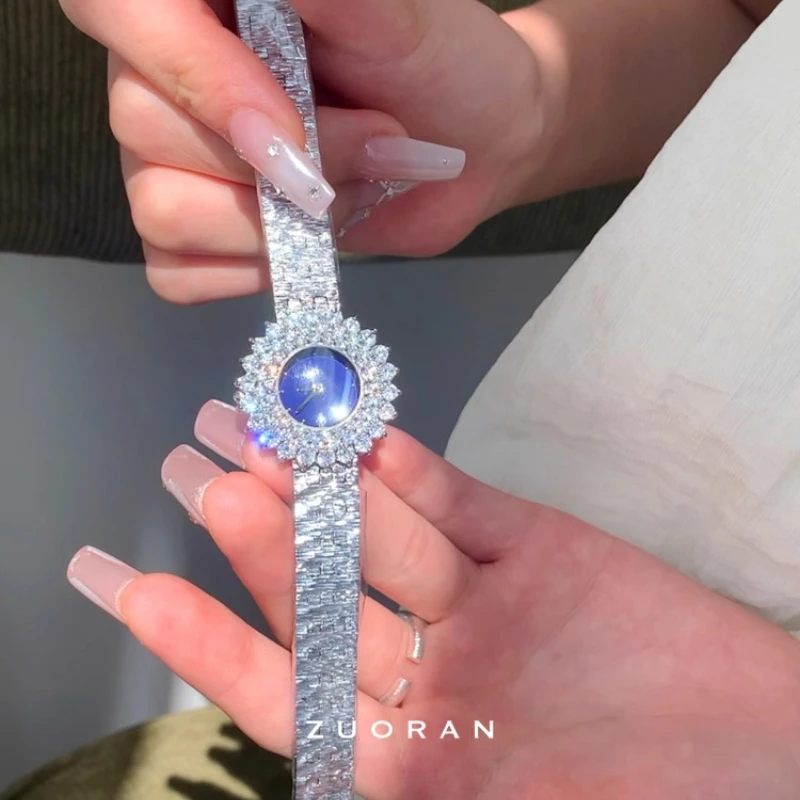 Luxury new exquisite sapphire blue women's watch fashion stainless steel waterproof temperament ladies watch relojes para mujer