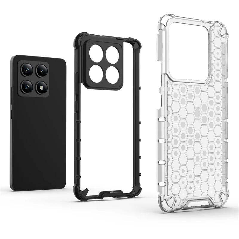 Odporne na wstrząsy etui o strukturze plastra miodu dla Xiaomi 14T Pro Case Armor Capa Xiaomi 14T Pro Cover TPU Translucent Protector Cover Xiaomi