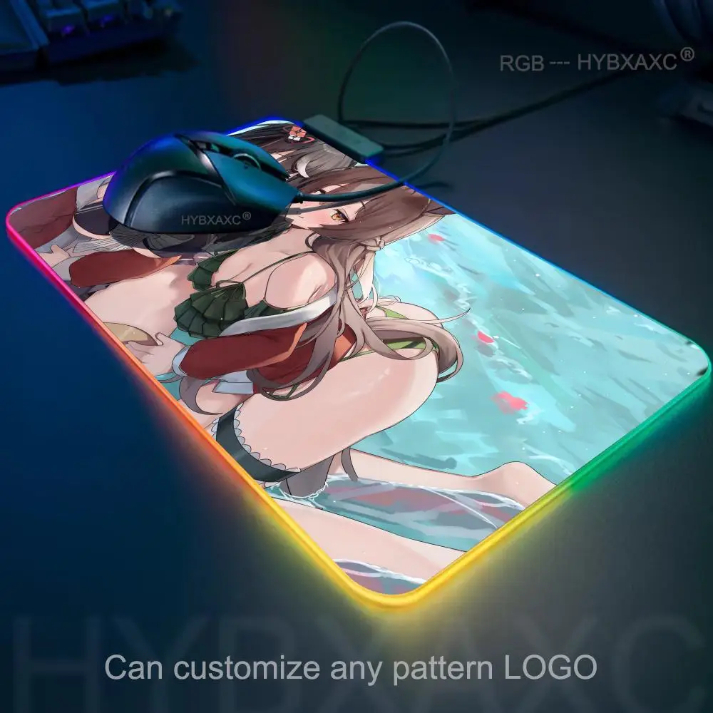 Mauspad RGB Gaming Mauspad Schreibtischunterlage HD Gamer Großes LED-Licht XXL Kitasan Schwarz Uma Musume Pretty Derby Anime Spiel Mauspad