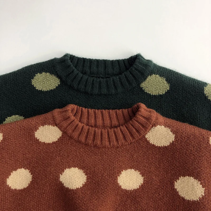 MILANCEL Herbst Winter Vintage Look Kinder Jungen Pullover Polka Dot Mädchen Strickwaren Outwear Jungen Pullover für 1-6Y – Detail 13