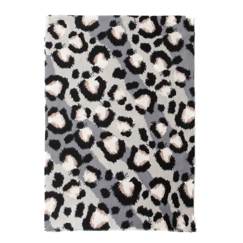 Fashion Leopard Print Luxury Scarf for Women Retro Winter Imitation Cashmere Warm Scarves Cold-proof Shawl Clothing Accessories