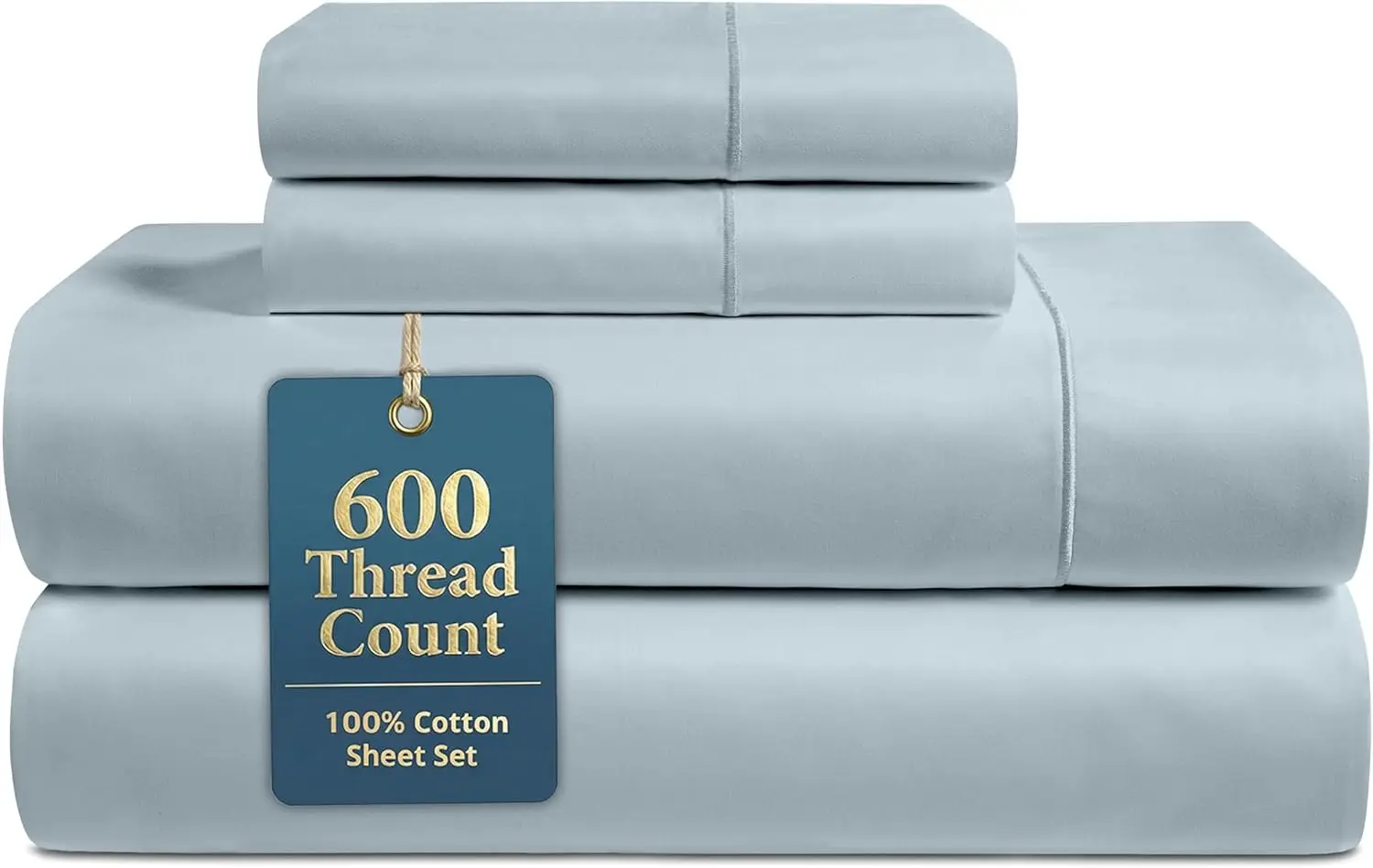 

Комплект постельного белья Queen Size из 100% хлопка - 600 нитей, охлаждающий и прочный, с сатиновым покрытием, идеально подходит для глубоких карманов - синий