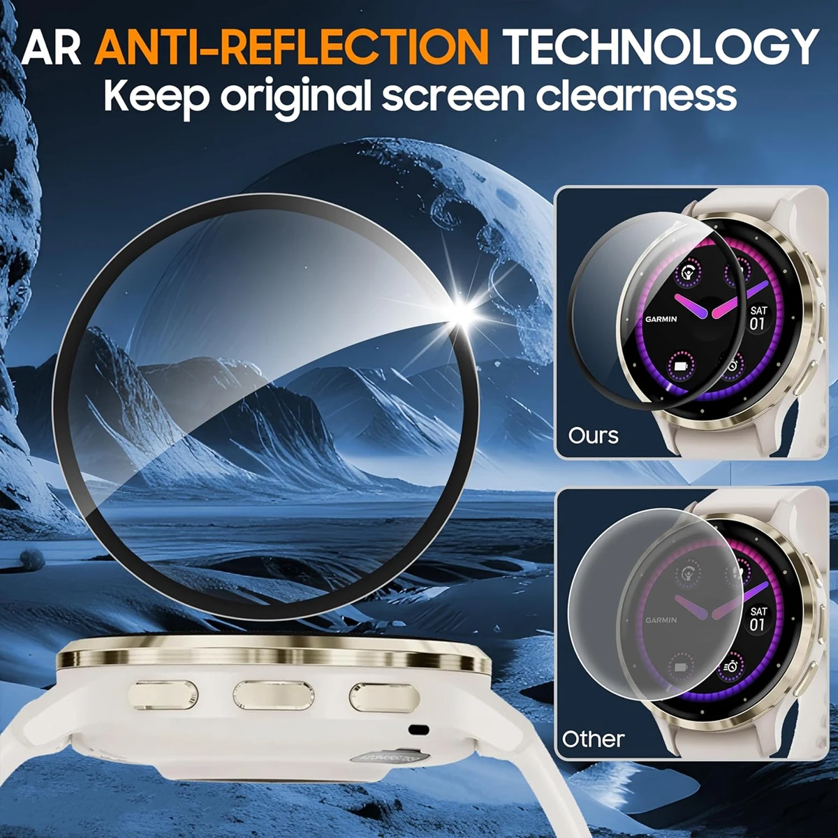 Displayschutzfolie für Garmin Venu 4 45 mm 41 mm, kratzfeste Verbundfolie, HD-klare, vollständig abdeckende, weiche Schutzfolie, Zubehör – Detail 3