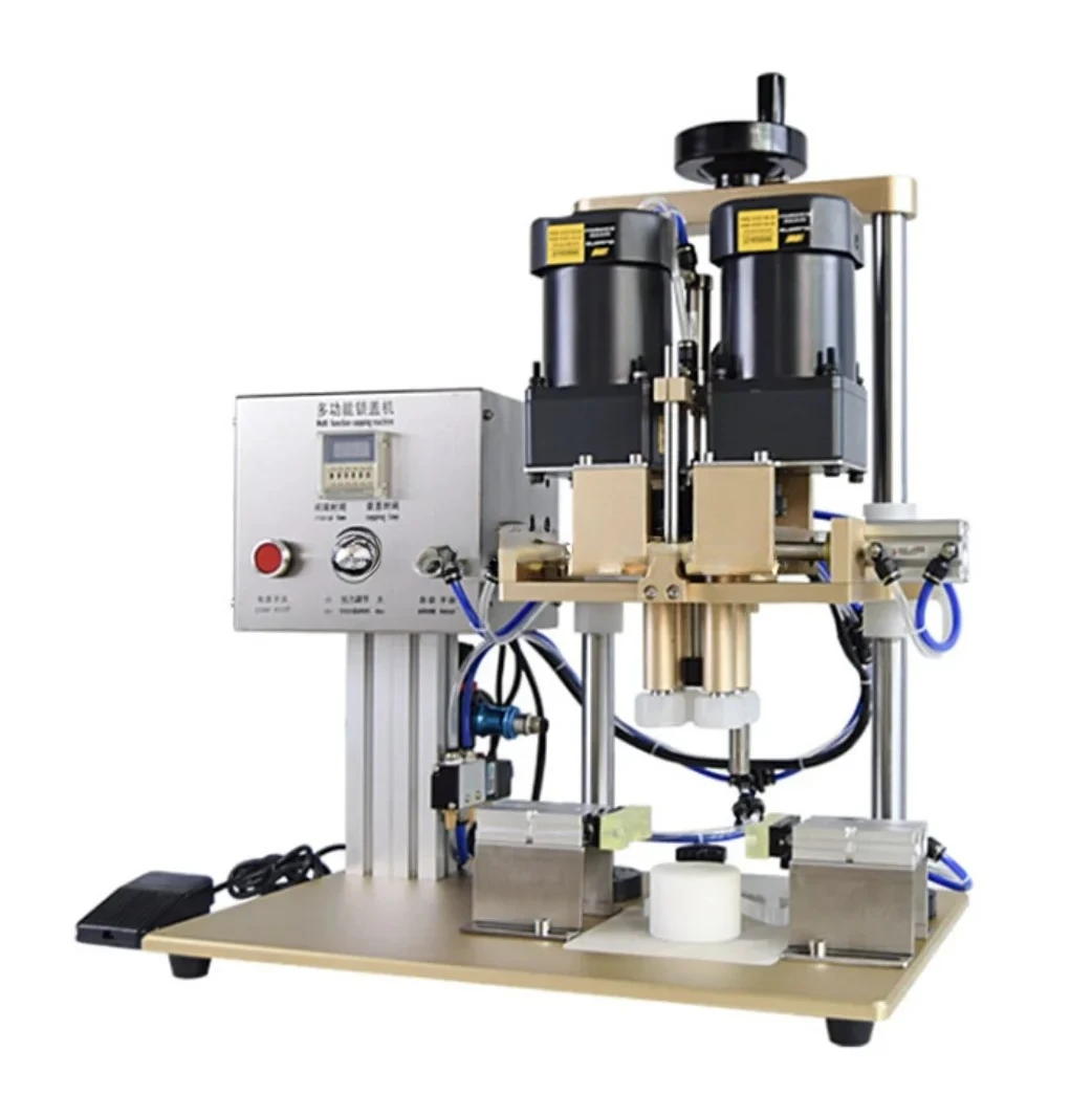 

TS-6300 Semi Auto Trigger Spray Lids Sealing Closing Machine Pneumatic Glass Jar Plastic Vial Bottle Twist Off Screw Capping