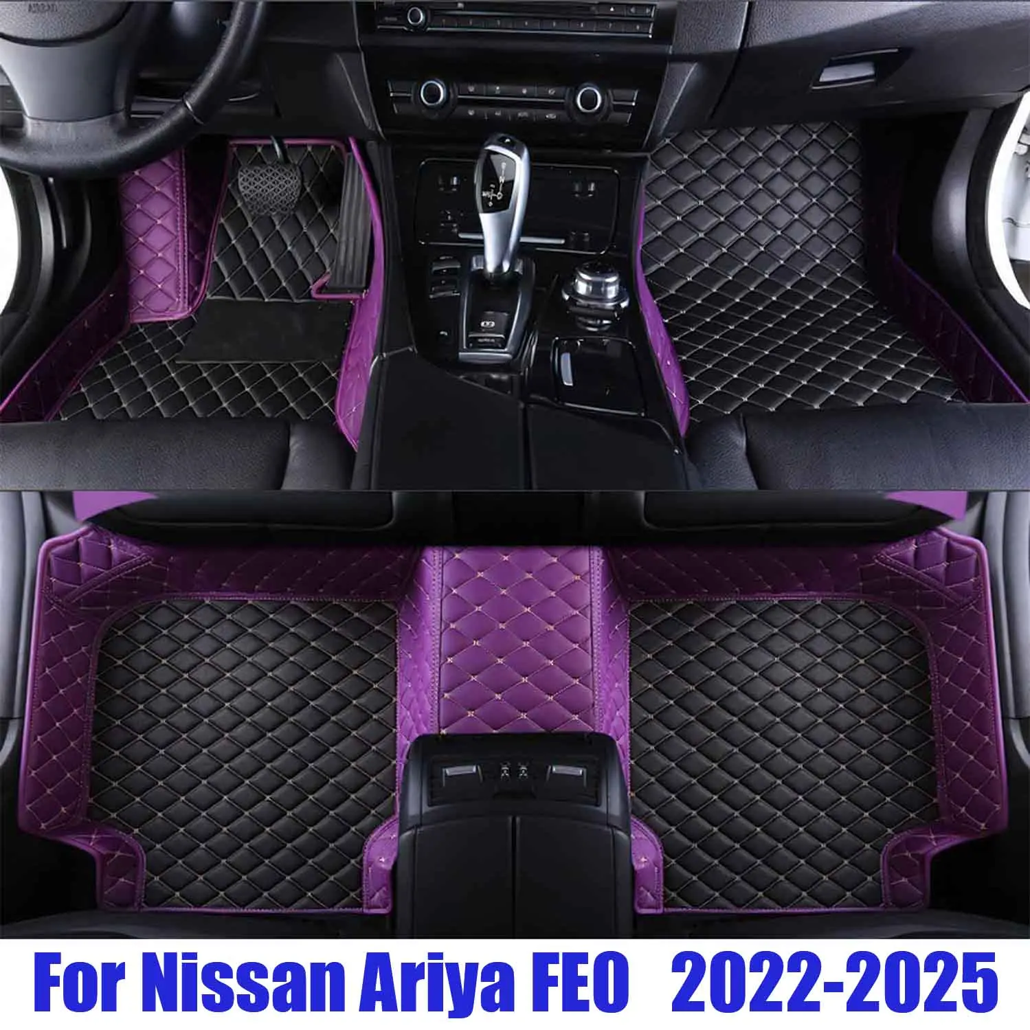 Leather Car Floor Mats Fit For Nissan Ariya FE0 2022 2023 2024 2025 Custom Auto Foot Matts Rugs Vehicle All Weather Carpets Pads