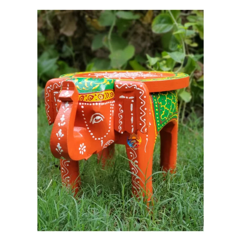 Handmade animal wooden elephant stool and decorative side table