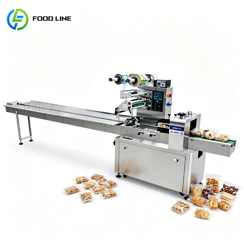 Horizontal Packaging Machine Automatic Flow Pack Machine For Bakery Food Snack Bag Packing Production Customized