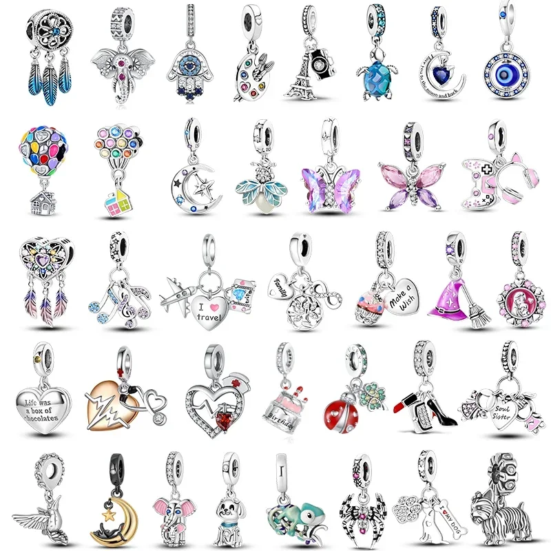

Hot Charms Fit Pandora 925 Sterling Silver Original Bracelets Luminous Firefly Blue Turtle Animal Beads DIY Lucky Jewelry Gifts