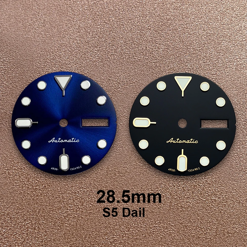 

28.5mm S Logo SKX007 Dial Suitable For NH36/NH36A/4R36 Japanese Movement Green Luminous 3/3.8/4.1 O'clock Watch Accessories