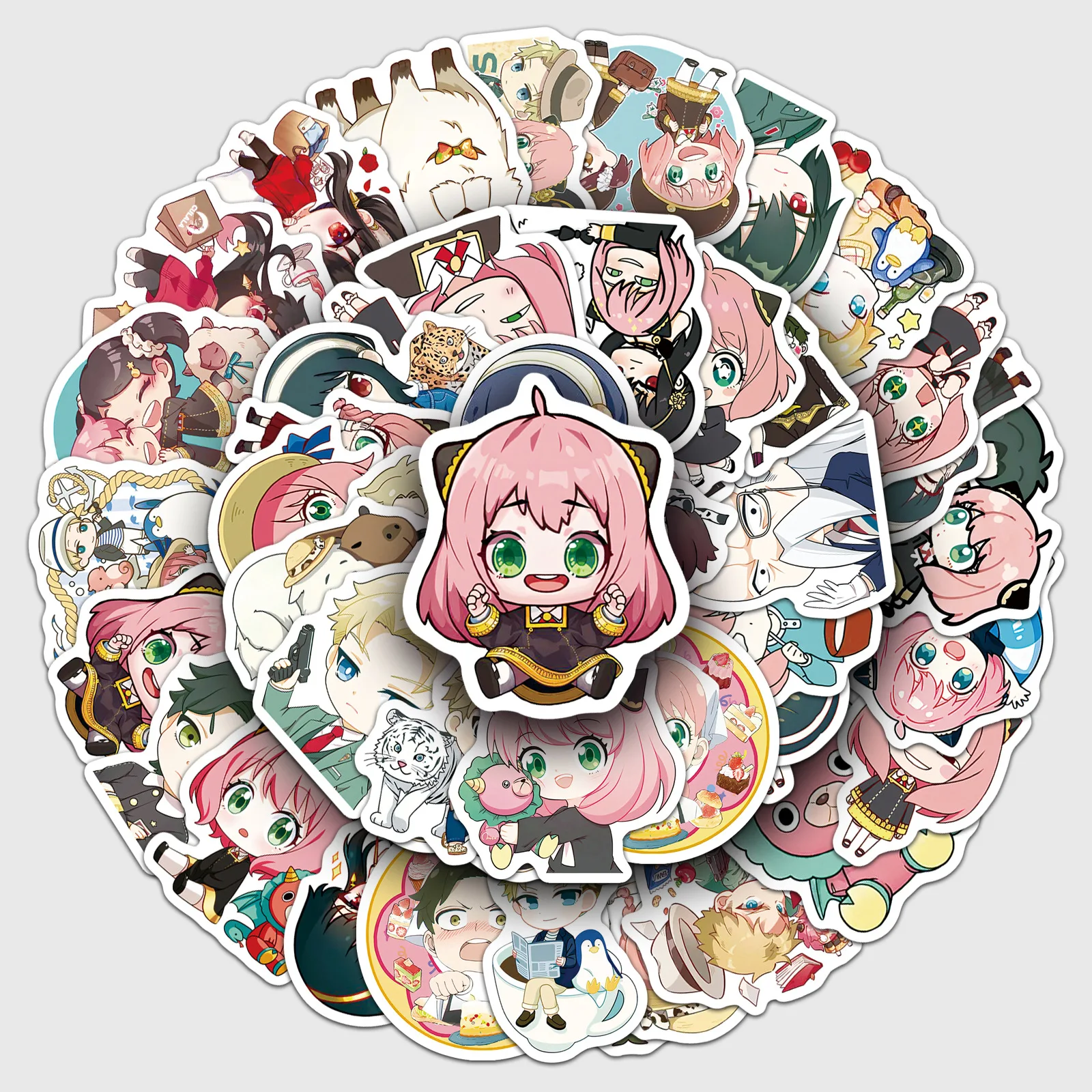 50 Stück Anime Chibi Spy x Family Anya Japanische Dekor-Aufkleber für Becher, Tagebuch, Laptop