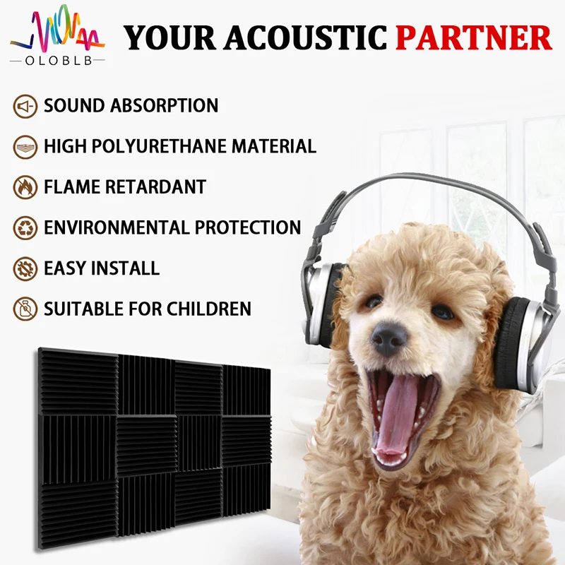 Wall Soundproof Foam Sponge Pad 6/12/24 Pcs Sound Absorption Treatment Panel Ktv Room Acoustic House Insulation Foam Wall Panel