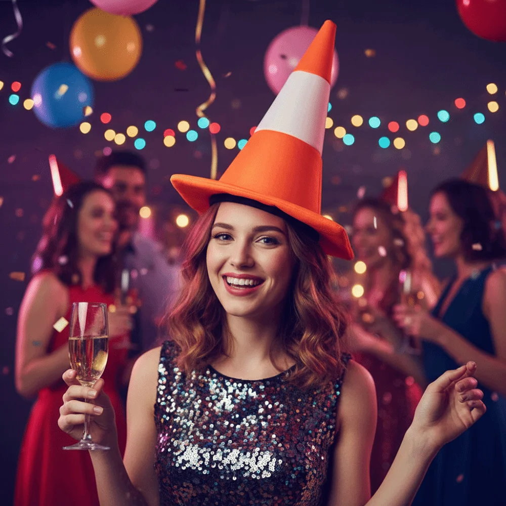 Foldable Traffic Cone Hat All Age Dress Up Party Headgear Stage Performance Masquerade Halloween Costume Funny Hat