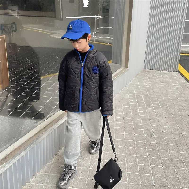 Boys' lamb wool double-sided cotton jacket jacket 202 autumn and winter new item, children's thick top, stylish winter clothing