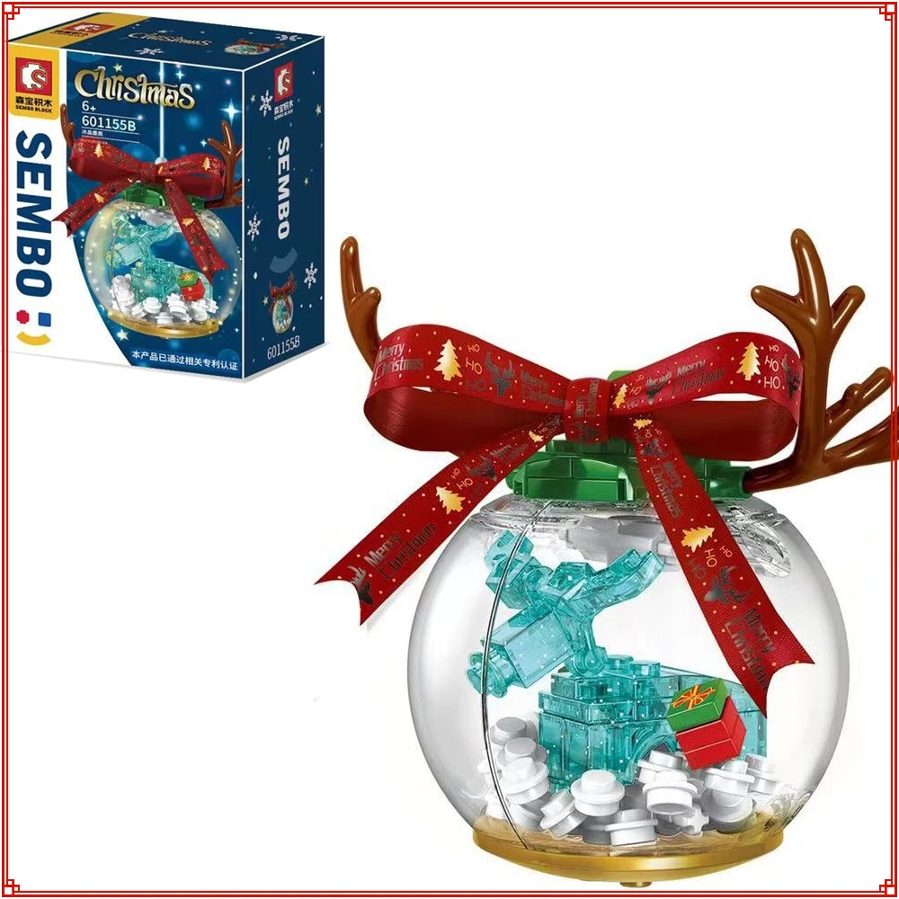 

New Christmas Snowman Crystal Ball Building Blocks Children's Fun Puzzle Assembly Game Children Popular Exquisite Birthday Gifts