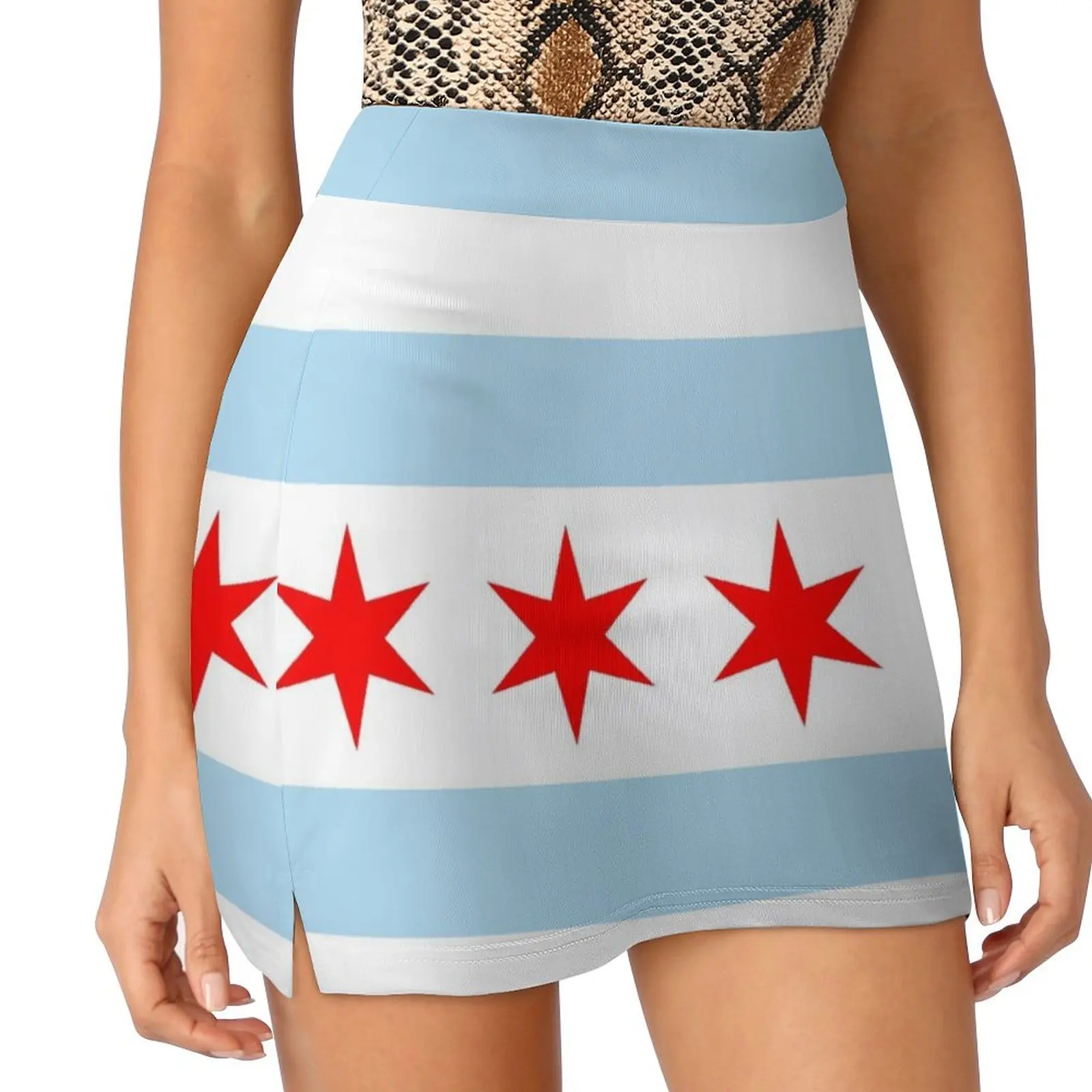 

Flag of Chicago, Illinois USA Mini Skirt Female clothing skirt set