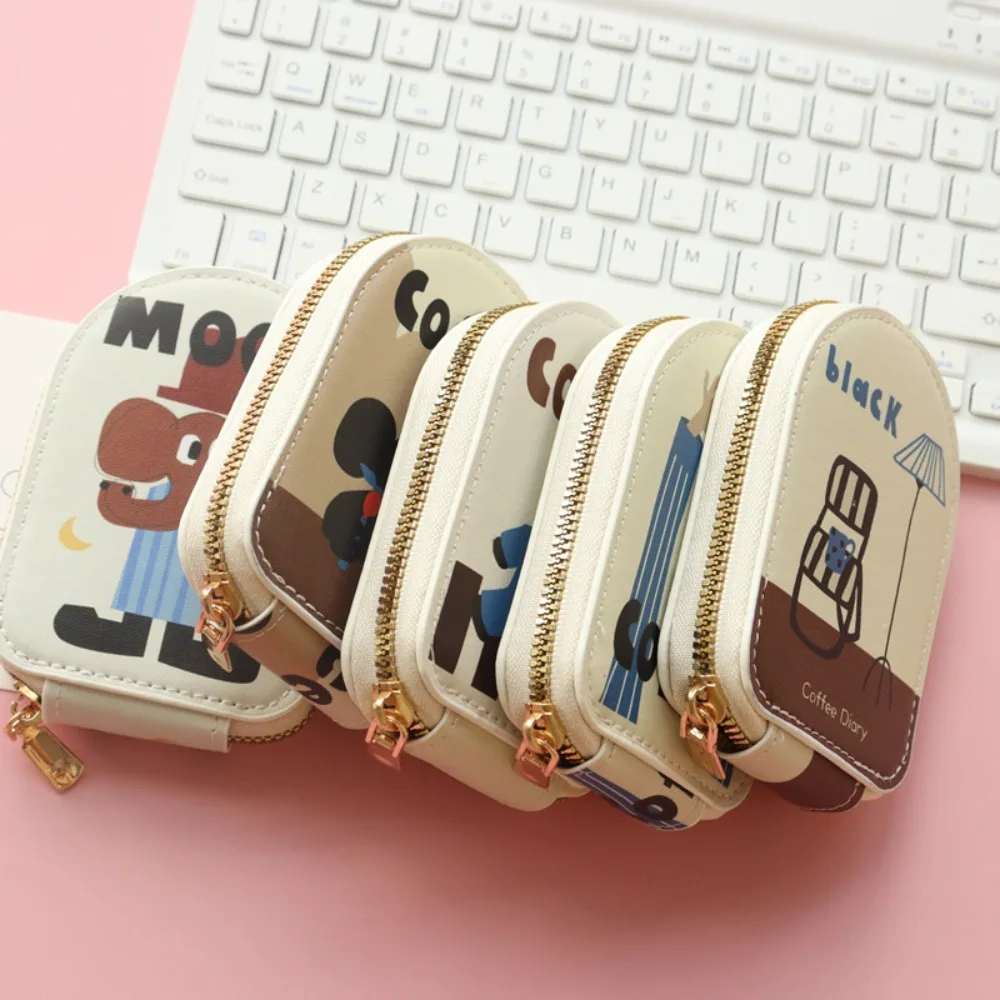 Cartoon Coffee Credit Card Holder Cute Organ Style Multi-card Coin Purse PU Business Card Holder