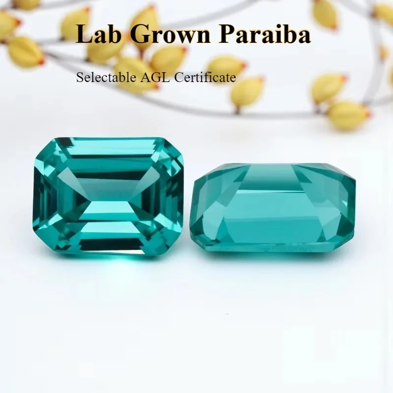 

Par-Lab Grown Sapphire Paraiba Emerald Cut VVS1 Gemstone for Charms DIY for Jewelry Making Materials Selectable Certificate