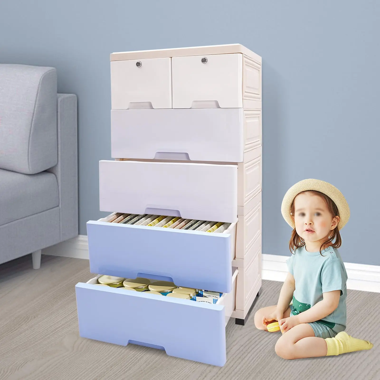 Комод для спальни с 6 ящиками, шкаф для хранения вещей, органайзер для одежды с пластиковыми ящиками, комод, кабина для хранения большой емкости