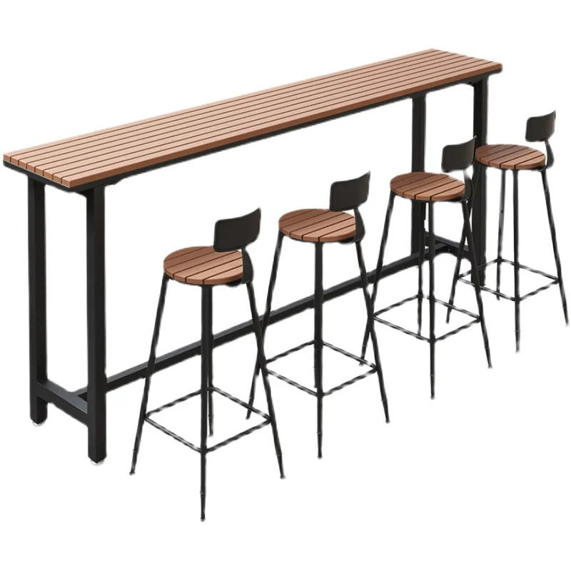 Mesa De Bar lateral larga y alta para restaurante, mesa De centro moderna De madera para exteriores, Muebles De Cocina para el hogar, LJ50BT