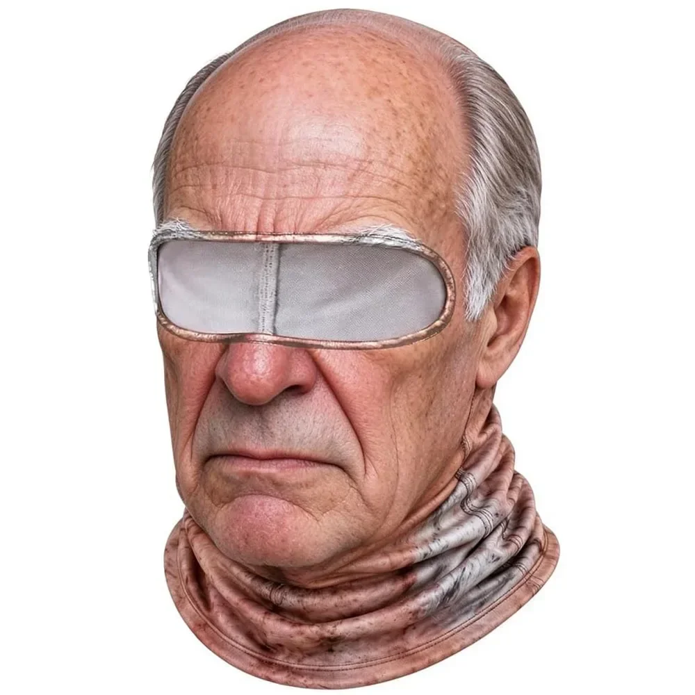 3D-geprinte balaclava met gezichtsmotief, volledige bedekking, ademend, met ooggaten, witte snor, elastische skimasker, capuchon