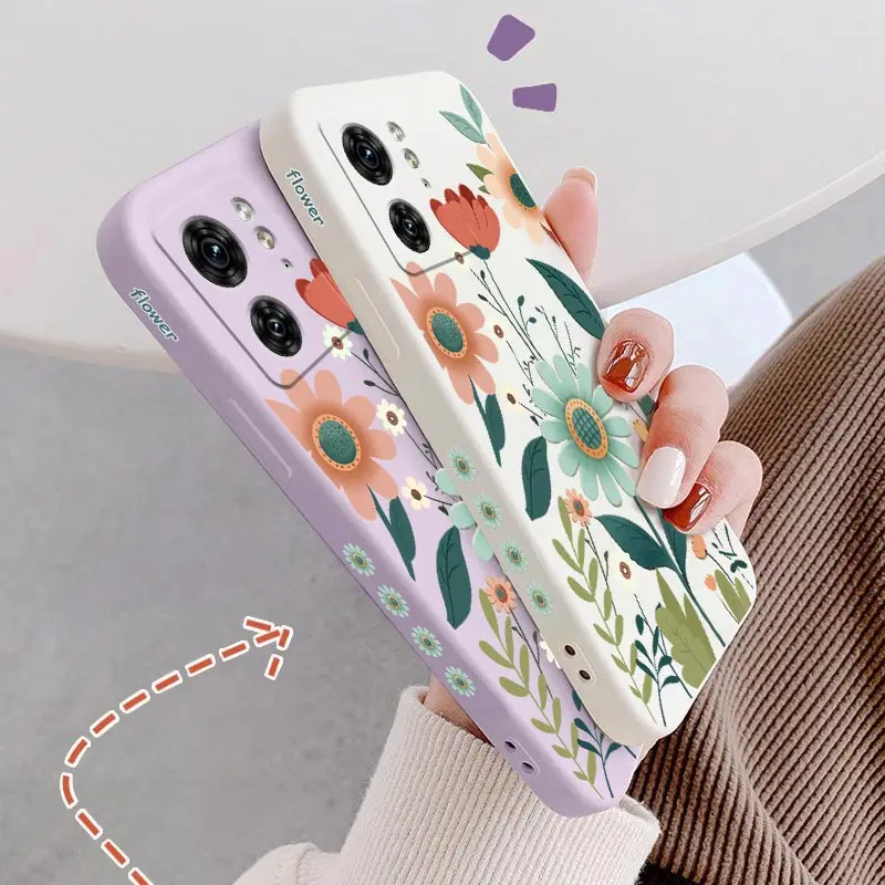 EDGE40 Gorgeous Flowers Silicone Phone Case For Motorola Moto EDGE 40Neo 40 30 EDGEPLUS E22 E22i E6S E7 E7Plus E12 E20 E32 Cover