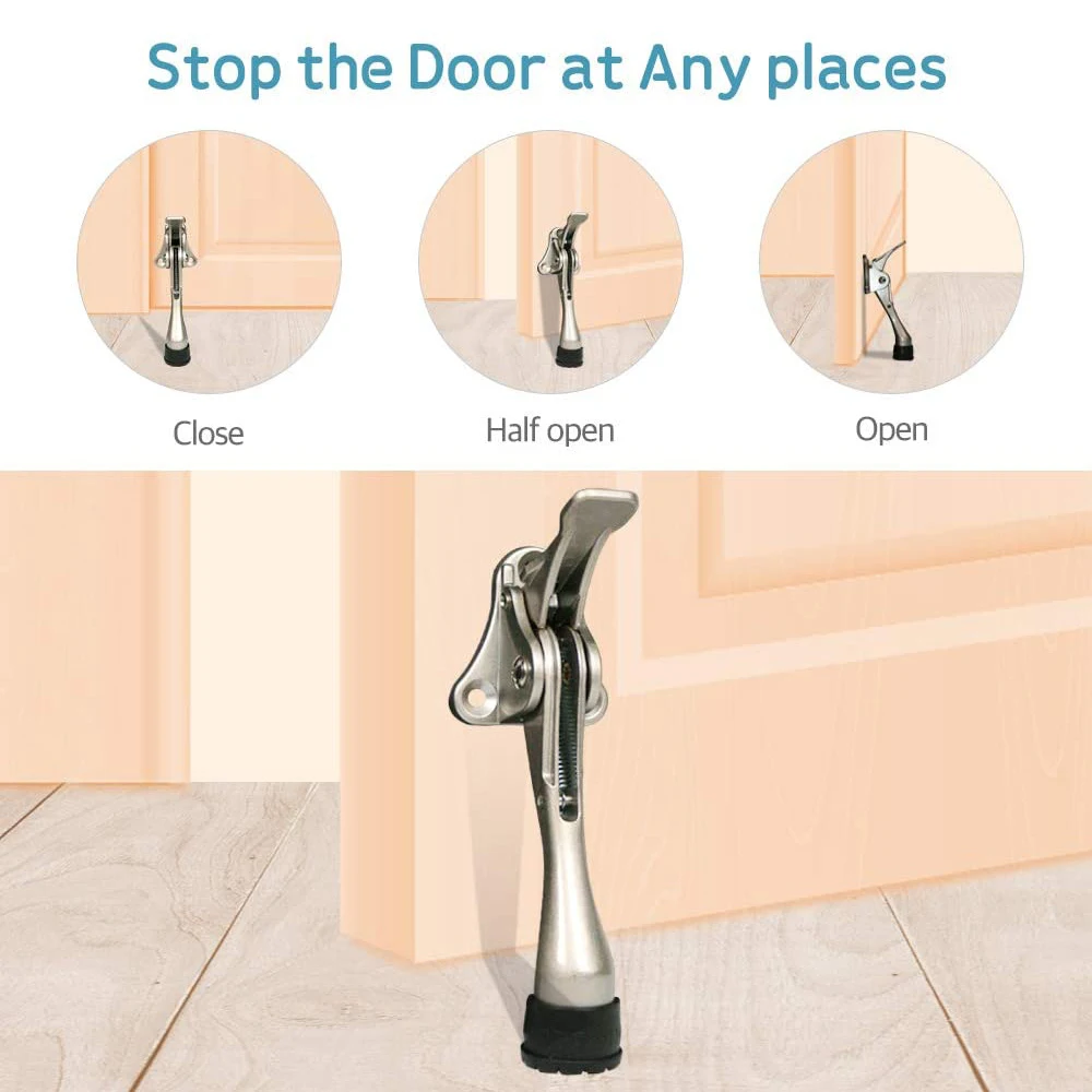 TFAAI Door Stopper Heavy Duty Mute Zinc Alloy Door Stops with Non-Slip Rubber Tip Hidden Wall Protector Hardware