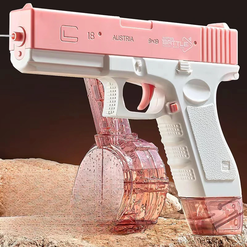 Pistola de água elétrica glock para crianças, brinquedo super imersão, alta capacidade, fogo rápido, água, ao ar livre, praia, piscina, verão, batalha de água