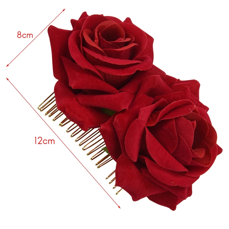 Rose Flower Hair Clip Slide Flamenco Dancer Pin Flower Brooch Lady Hair Styling Clip Hair Accessories